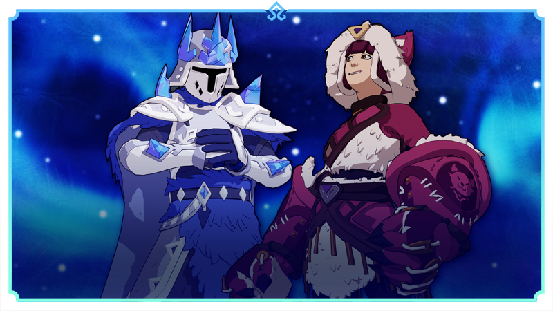 Two fighters, one with icy winter themed armor and another with eskimo themed armor